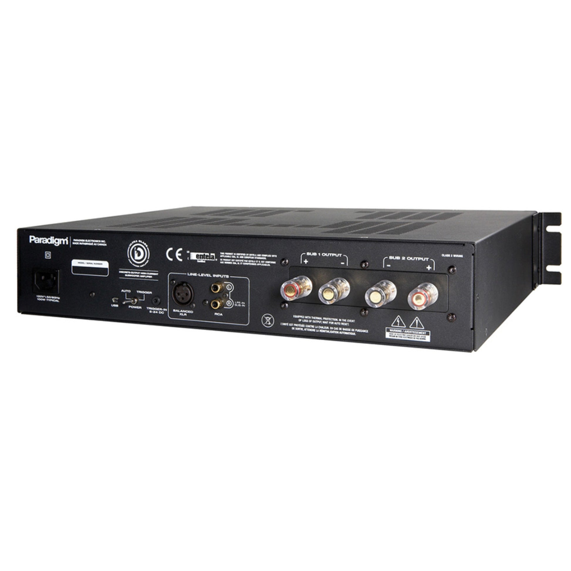 back panel of paradigm x850 power amp