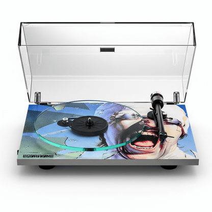 pro-ject scorpions turntable with lid open