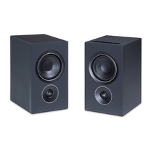 pair of psb iq2 speakers in black