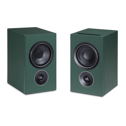 pair of psb iq2 speakers in green