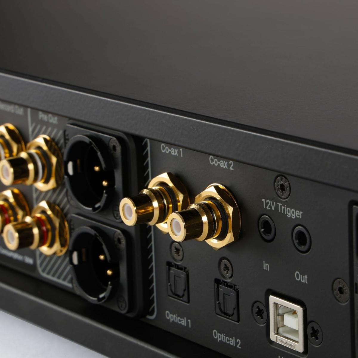 close up of back panel of rega mercury preamp