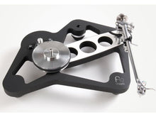 Black and silver mechanical device on a white background