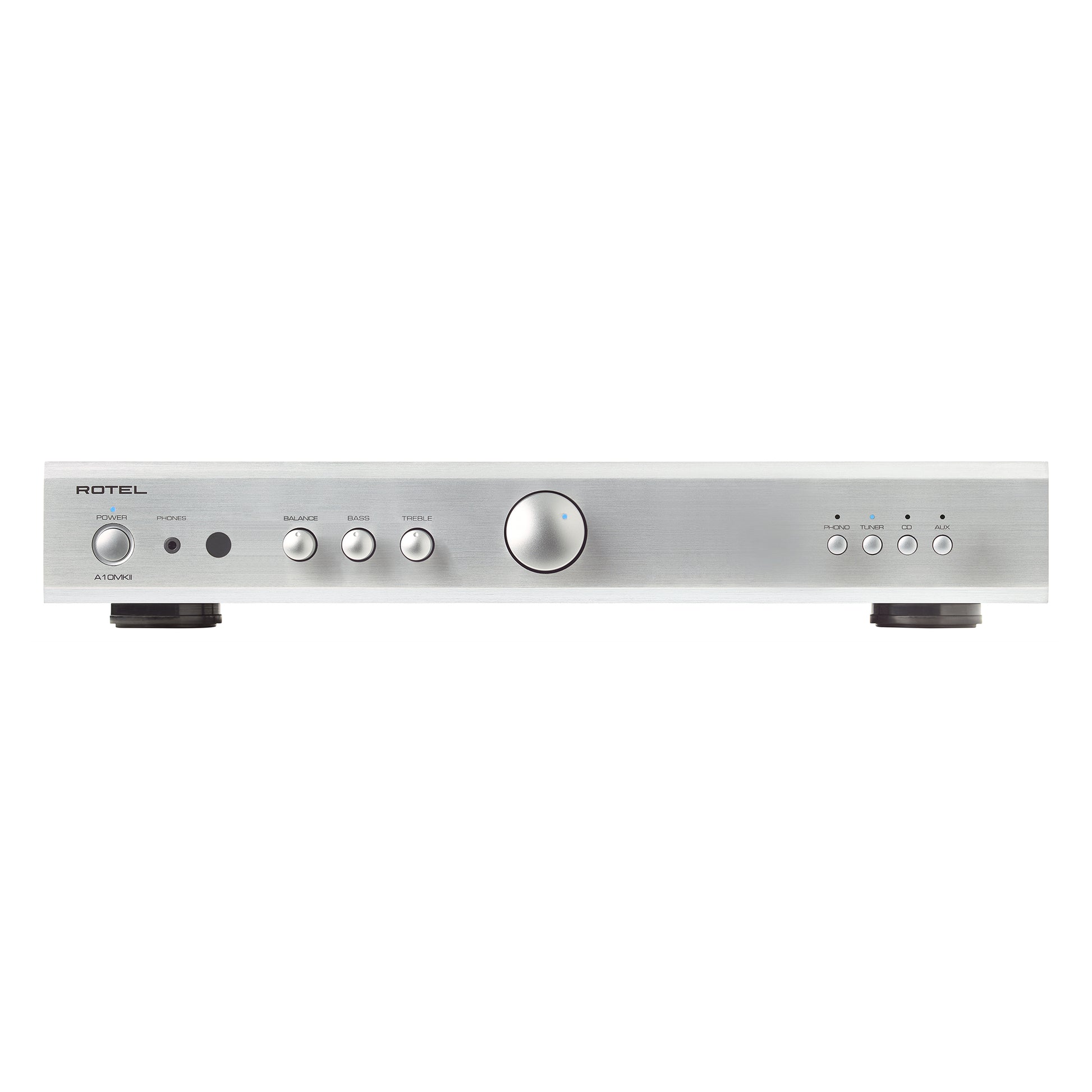 front view of silver rotel a10 mkii integrated amp