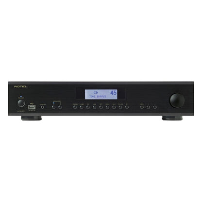 front view of rotel a14 mkii integrated amp in black color