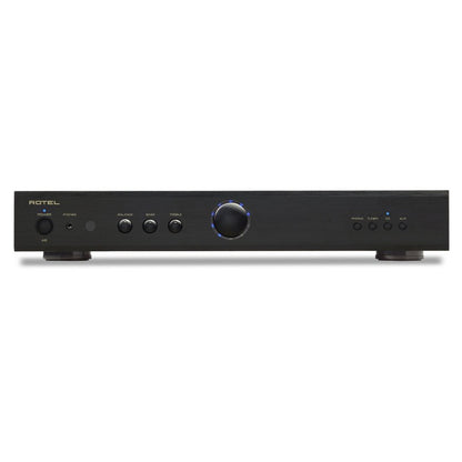 front view of rotel a8 integrated amp in black color