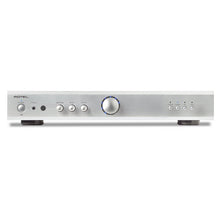 front view of rotel a8 integrated amp in silver color