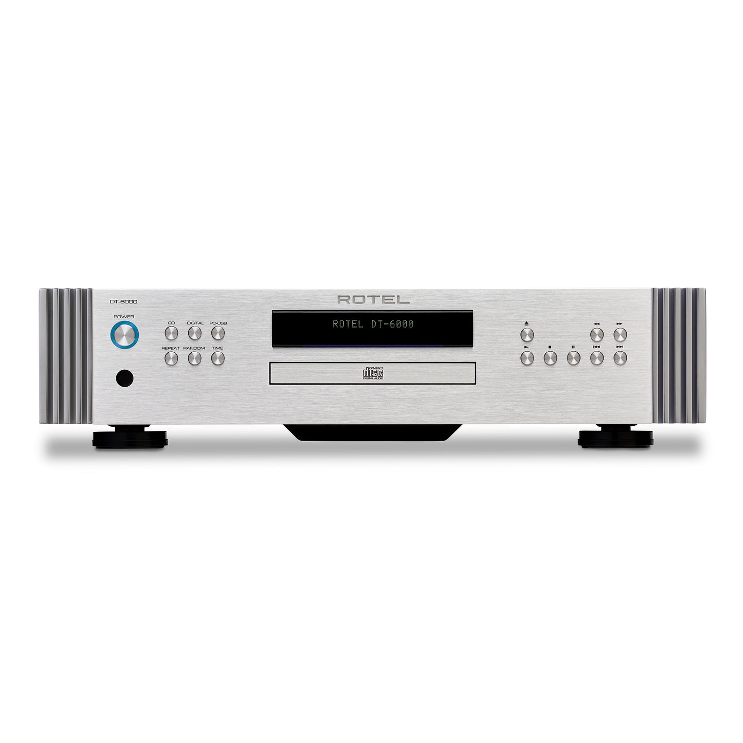 front view of dt6000 dac transport in silver color