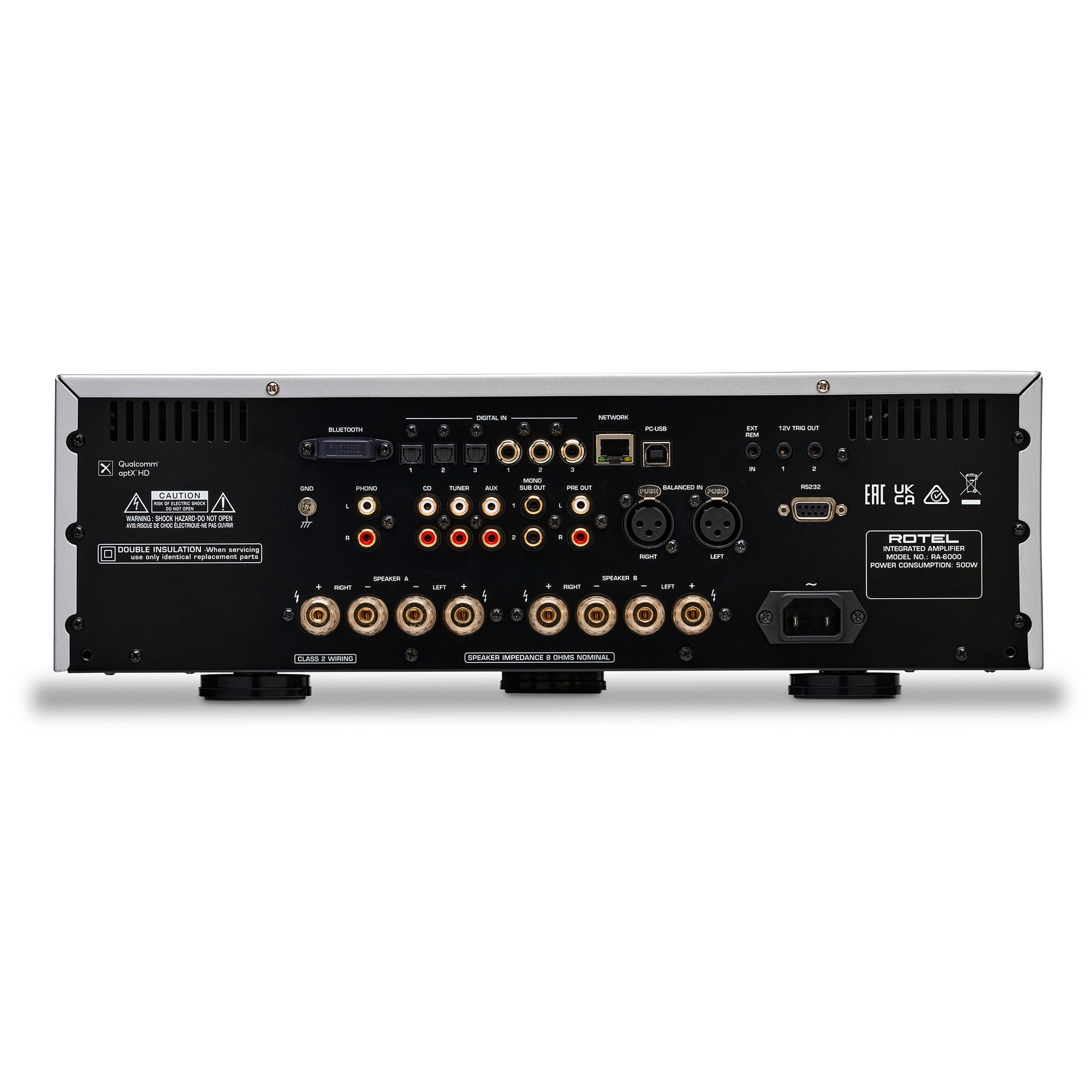 back panel of rotel ra6000 integrated amp