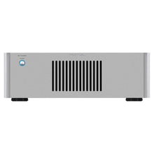 Silver electronic equipment with a brand logo on a white background