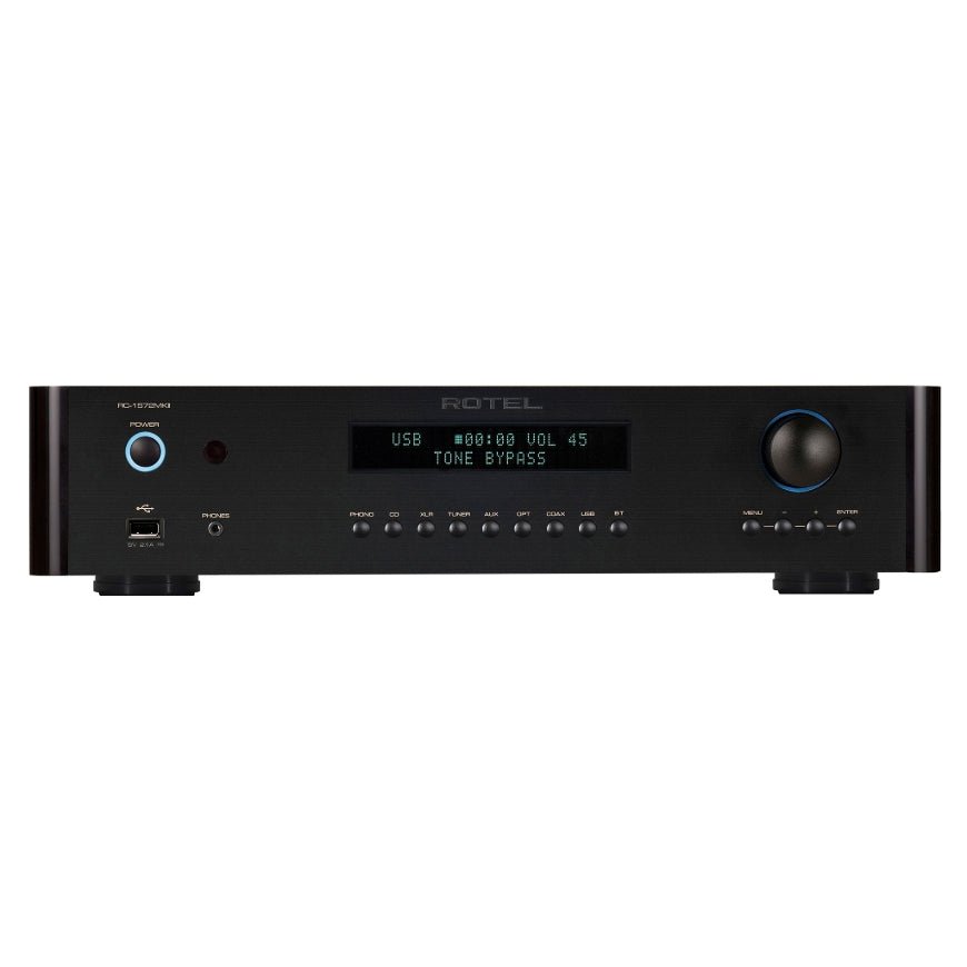 front view of rotel rc1572 mkii preamp in black color