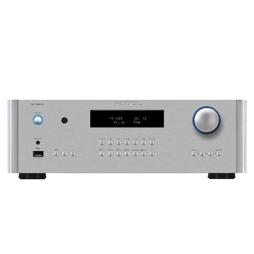 front view of rotel rc1590 mkii preamp in silver color