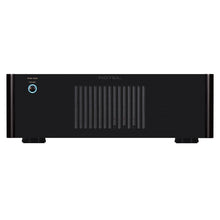 Black amplifier with 'Rotel' branding on a white background