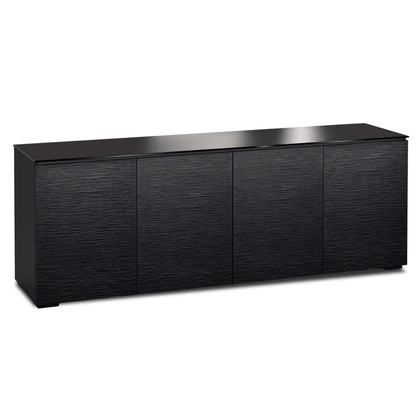 Black sideboard with four doors on a white background