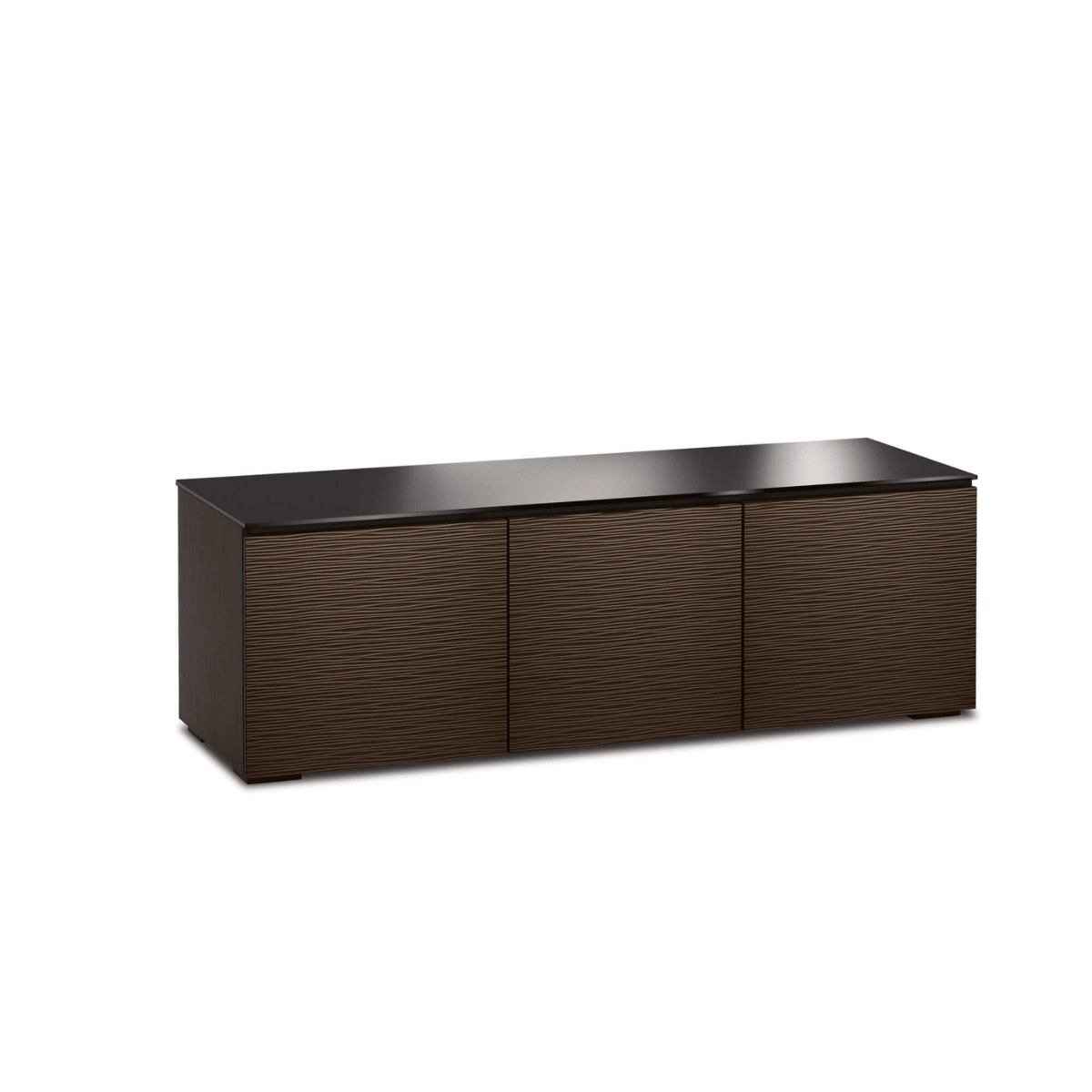 Dark brown wooden cabinet with a glossy finish on a white background