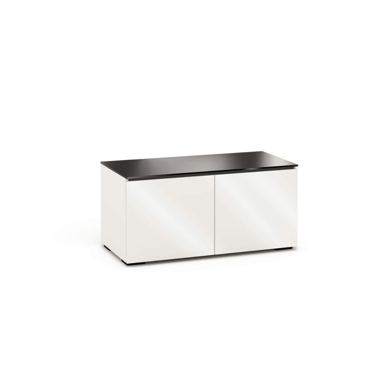Salamander Designs Miami media cabinet gloss white with glass top modern AV cabinet 2 bay