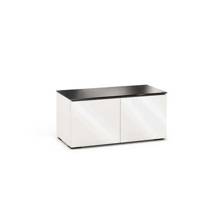 Salamander Designs Miami media cabinet gloss white with glass top modern AV cabinet 2 bay