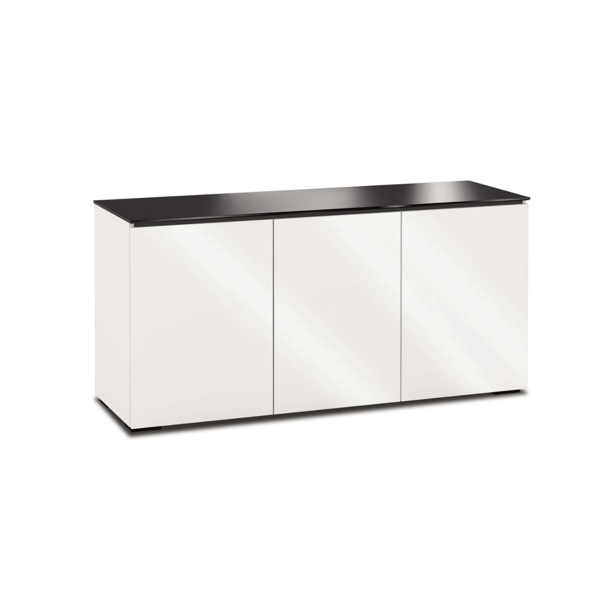 Salamander Designs Miami media cabinet gloss white with glass top modern AV cabinet 3 bay