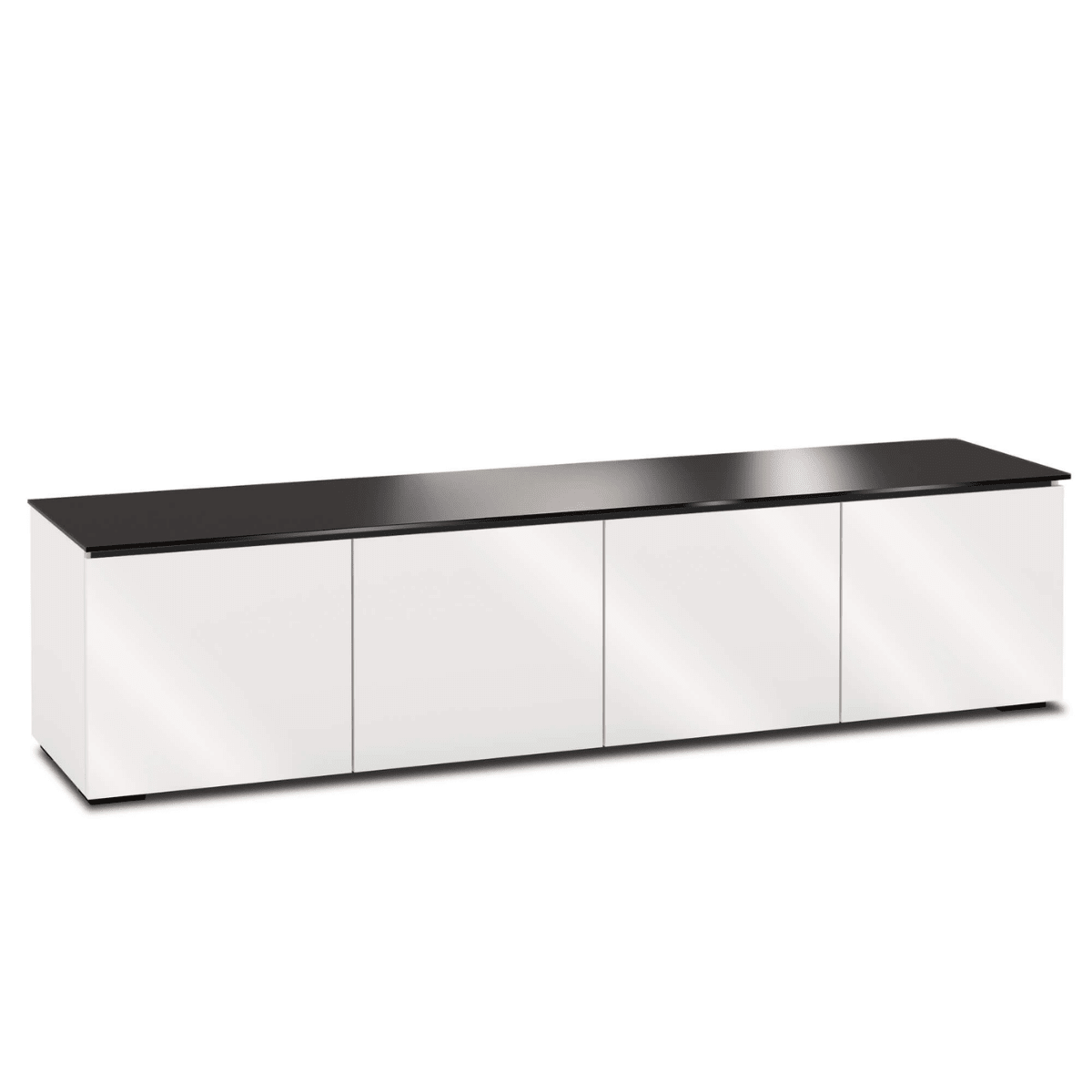 Salamander Designs Miami media cabinet gloss white with glass top modern AV cabinet 4 bay