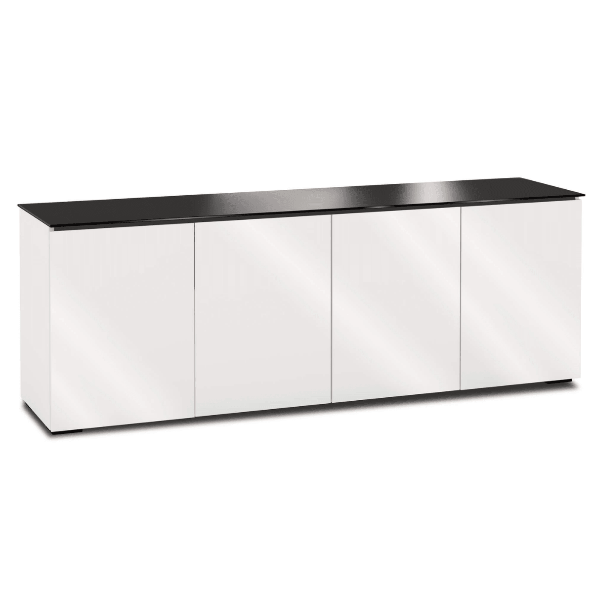 Salamander Designs Miami media cabinet gloss white with glass top modern AV cabinet 4 bay