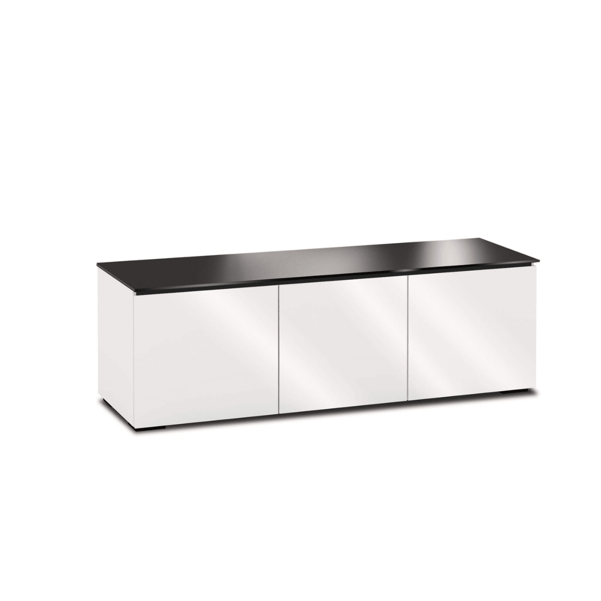 Salamander Designs Miami media cabinet gloss white with glass top modern AV cabinet 3 bay