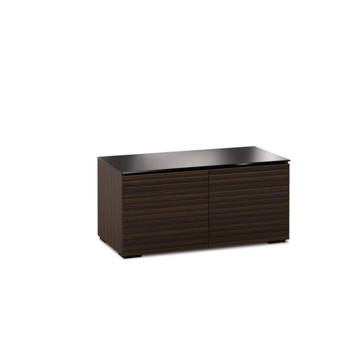 Salamander Designs Zurich media cabinet opium brown with black glass top modern AV cabinet 2 bay