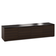 Salamander Designs Zurich media cabinet opium brown with black glass top modern AV cabinet 4 bay