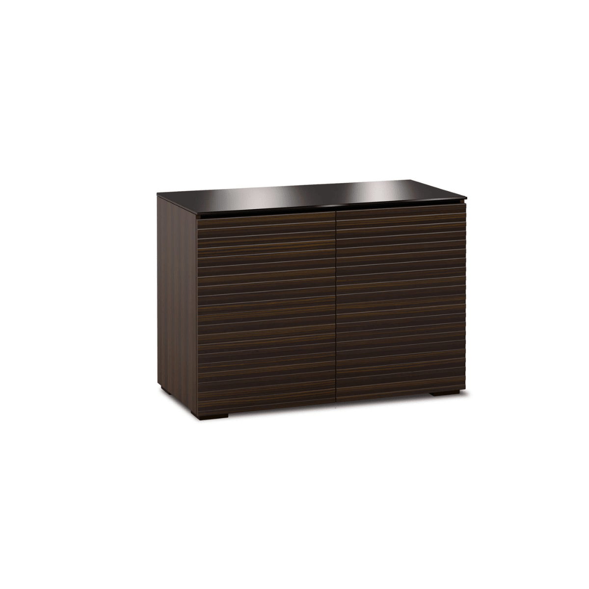 Salamander Designs Zurich media cabinet opium brown with black glass top modern AV cabinet 2 bay