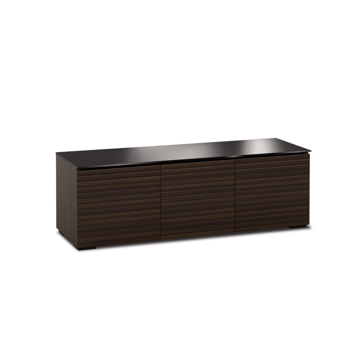 Salamander Designs Zurich media cabinet opium brown with black glass top modern AV cabinet 3 bay