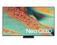 Neo QLED TV displaying a colorful abstract design with 'Neo QLED' branding.