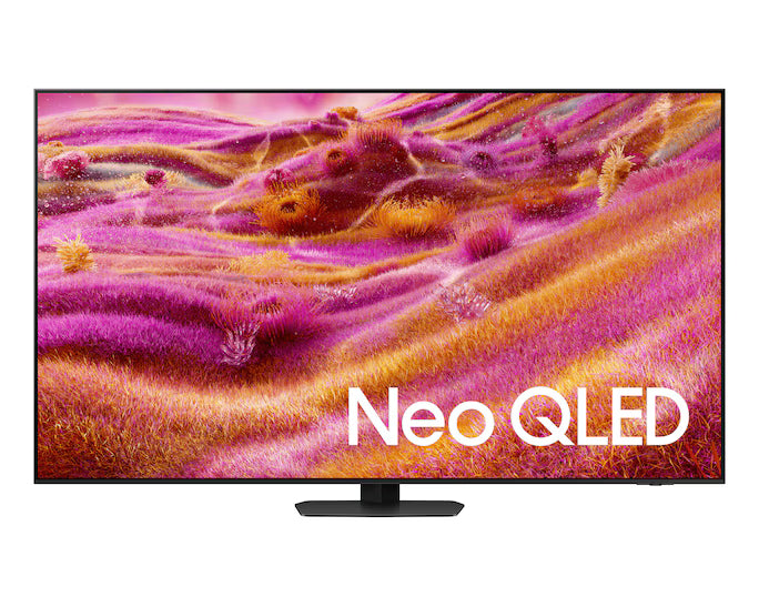 Neo QLED TV displaying a vibrant underwater scene with 'Neo QLED' branding.