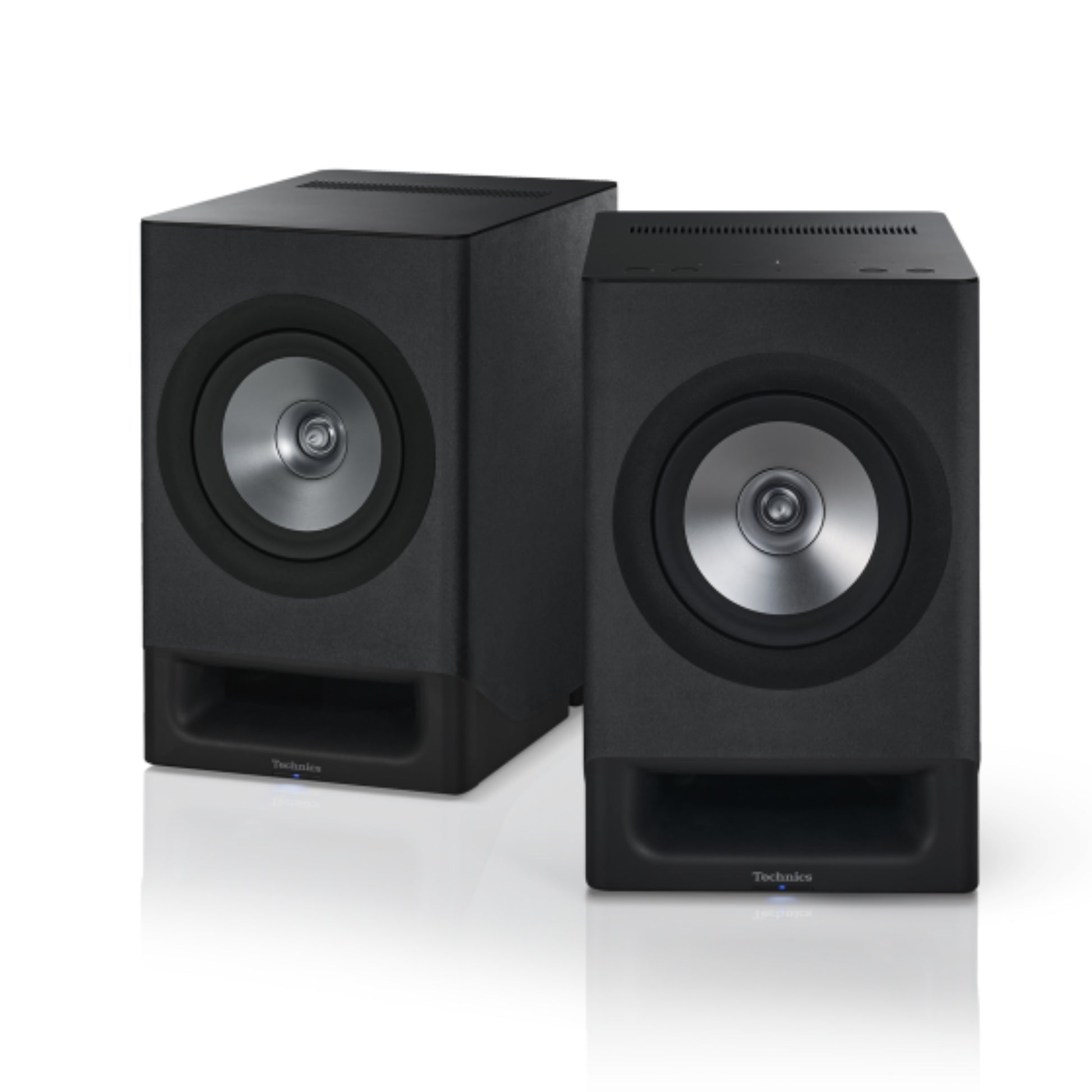 pair of technics black speakers