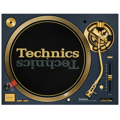 top view of Technics SL-1200M7G 55th Anniversary Gold Edition Turntable in navy blue Color
