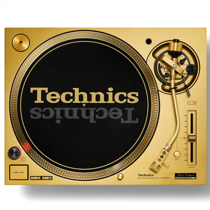 top view of Technics SL-1200M7G 55th Anniversary Gold Edition Turntable in Gold Color

