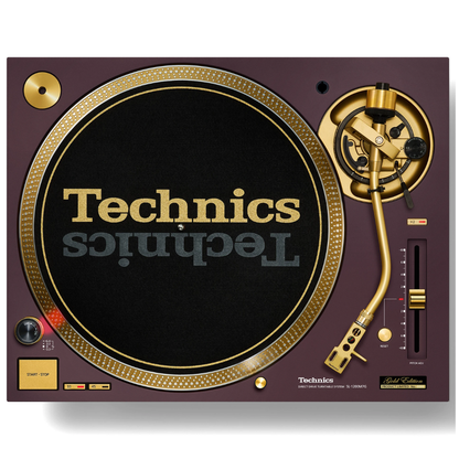 top view of Technics SL-1200M7G 55th Anniversary Gold Edition Turntable in Red Color
