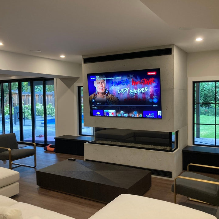 tv mounted on a wall